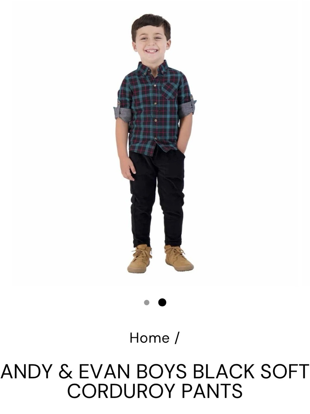 NWT ANDY & EVAN BOYS Black Keyon Soft Corduroy Pants Snap closure SIZE 4T